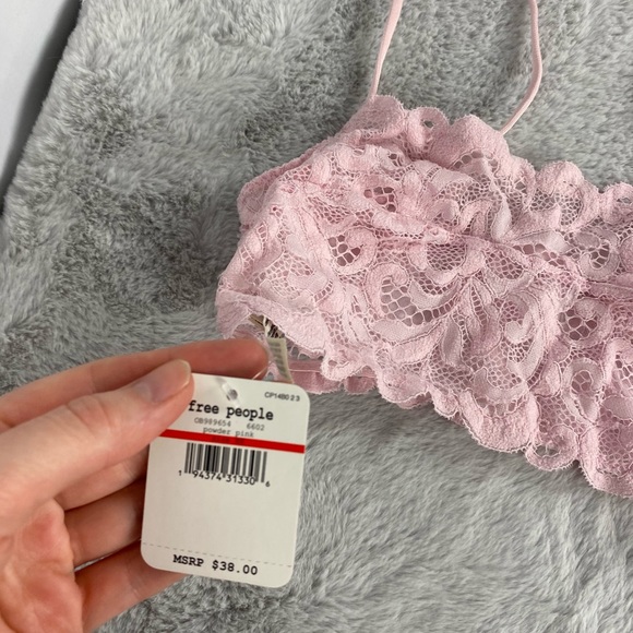 NEW Free People Reese Lace Powder Pink Bralette - Picture 4 of 4